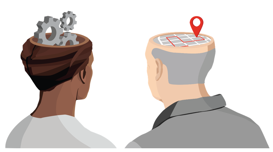 Illustration of cognition and spatial navigation